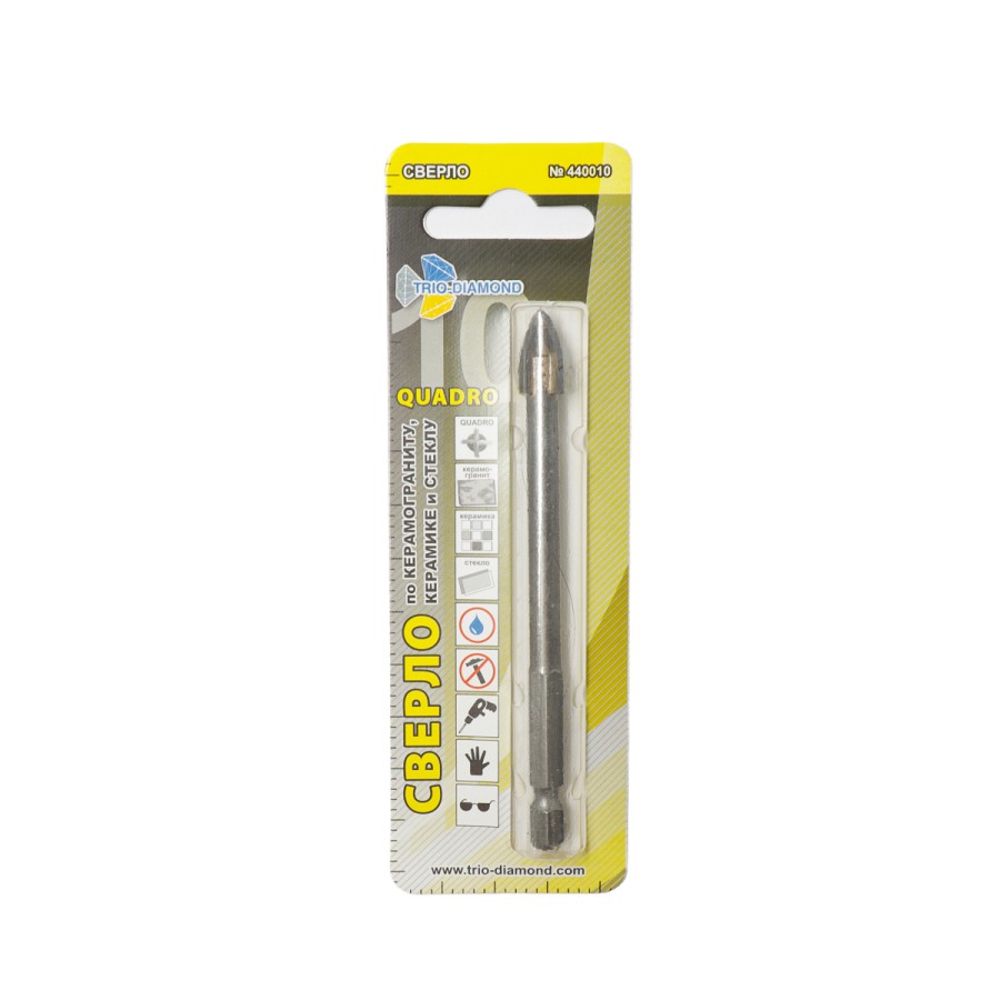 45070 Сверло КВАДРО по керамике и стеклу 10 мм Trio Diamond 440010_1